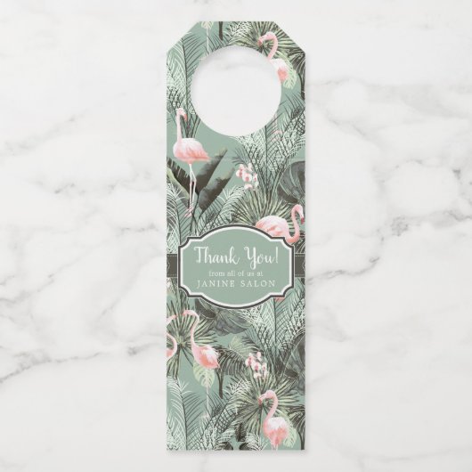 Flamingo Orchid Tropical Pattern Sage ID868 Flaschenanhänger (Vorderseite)