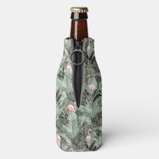 Flamingo Orchid Tropical Pattern Sage ID868 Flaschenkühler (Flasche Rückseite)