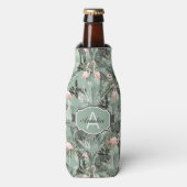 Flamingo Orchid Tropical Pattern Sage ID868 Flaschenkühler (Flaschenvorderseite)