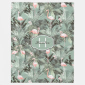Flamingo Orchid Tropical Pattern Sage ID868 Fleecedecke (Vorderseite)