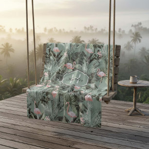 Flamingo Orchid Tropical Pattern Sage ID868 Fleecedecke