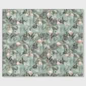 Flamingo Orchid Tropical Pattern Sage ID868 Geschenkpapier (Flach)