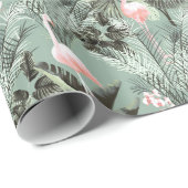 Flamingo Orchid Tropical Pattern Sage ID868 Geschenkpapier (Rolleneckpunkt)