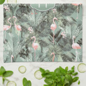 Flamingo Orchid Tropical Pattern Sage ID868 Geschirrtuch (Gefaltet)
