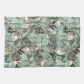Flamingo Orchid Tropical Pattern Sage ID868 Geschirrtuch (Horizontal)