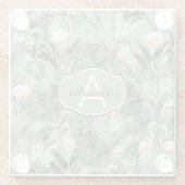 Flamingo Orchid Tropical Pattern Sage ID868 Glasuntersetzer (Rückseite)