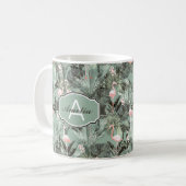 Flamingo Orchid Tropical Pattern Sage ID868 Kaffeetasse (Vorderseite Links)