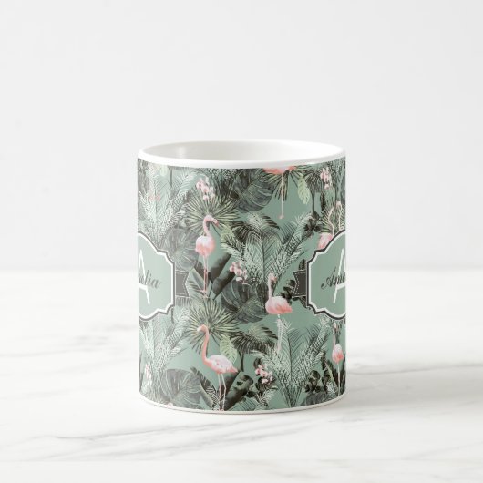 Flamingo Orchid Tropical Pattern Sage ID868 Kaffeetasse (Mittel)