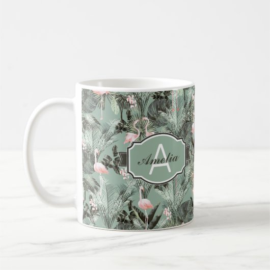 Flamingo Orchid Tropical Pattern Sage ID868 Kaffeetasse (Links)