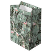 Flamingo Orchid Tropical Pattern Sage ID868 Mittlere Geschenktüte (Vorderseite Schrägansicht)
