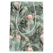 Flamingo Orchid Tropical Pattern Sage ID868 Mittlere Geschenktüte (Rückseite)