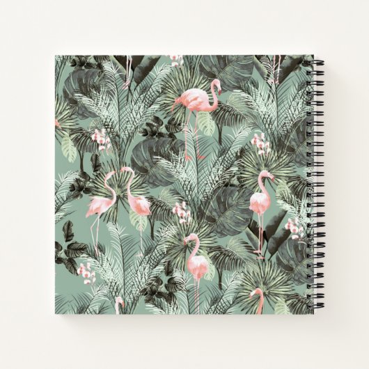 Flamingo Orchid Tropical Pattern Sage ID868 Notizblock (Rückseite)