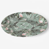 Flamingo Orchid Tropical Pattern Sage ID868 Pappteller (Schrägansicht)
