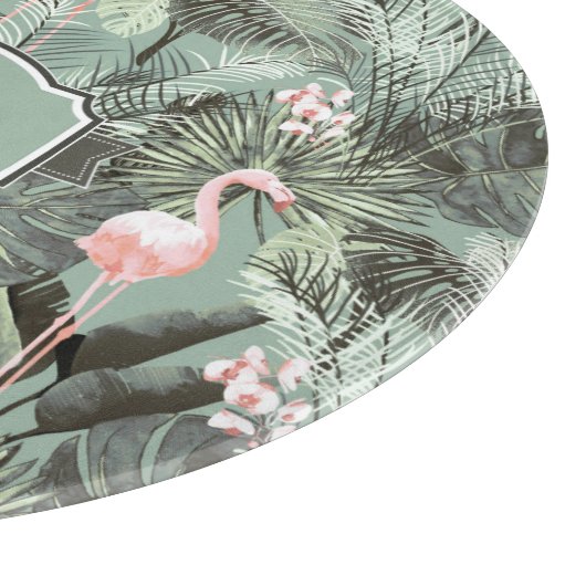 Flamingo Orchid Tropical Pattern Sage ID868 Schneidebrett (Ecke)