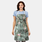 Flamingo Orchid Tropical Pattern Sage ID868 Schürze (Getragen)
