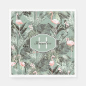 Flamingo Orchid Tropical Pattern Sage ID868 Serviette (Vorderseite)