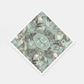 Flamingo Orchid Tropical Pattern Sage ID868 Serviette (Ecke)