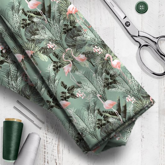 Flamingo Orchid Tropical Pattern Sage ID868 Stoff