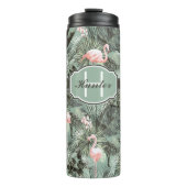 Flamingo Orchid Tropical Pattern Sage ID868 Thermosbecher (Vorderseite)