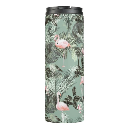 Flamingo Orchid Tropical Pattern Sage ID868 Thermosbecher (Rückseite)