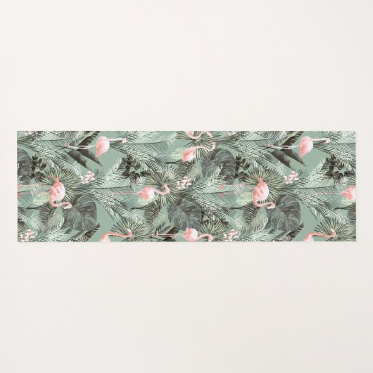 Flamingo Orchid Tropical Pattern Sage ID868 Yogamatte (Rückseite (Horizontal))