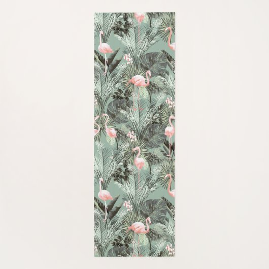 Flamingo Orchid Tropical Pattern Sage ID868 Yogamatte (Rückseite)