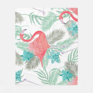 Flamingo, Orchidee: romantisches Vintages Muster. Fleecedecke