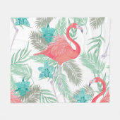 Flamingo, Orchidee: romantisches Vintages Muster. Fleecedecke (Vorderseite (Horizontal))