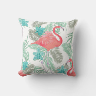 Flamingo, Orchidee: romantisches Vintages Muster. Kissen