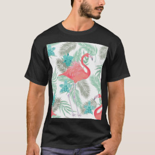 Flamingo, Orchidee: romantisches Vintages Muster. T-Shirt