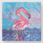 Flamingo Painting Steinuntersetzer (Vorderseite)