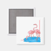 Flamingo Pair Magnet (Vorderseite/Rückseite)