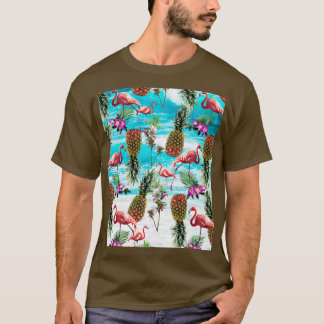 Flamingo Palm Ananas Blume Beach T-Shirt