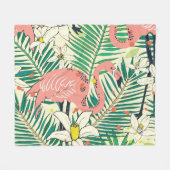 Flamingo Palm Blätter: Tropisch Vintag Fleecedecke (Vorderseite (Horizontal))