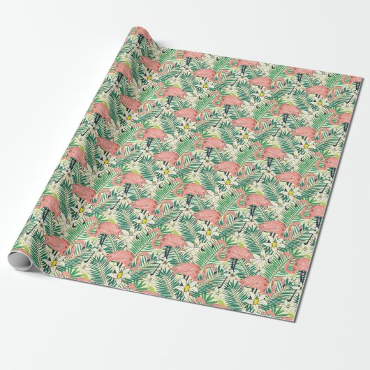 Flamingo Palm Blätter: Tropisch Vintag Geschenkpapier (Ungerollt)