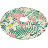 Flamingo Palm Blätter: Tropisch Vintag Polyester Weihnachtsbaumdecke (Schrägansicht)