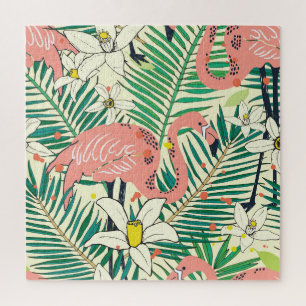 Flamingo Palm Blätter: Tropisch Vintag Puzzle