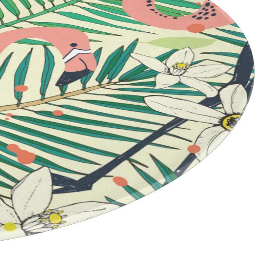 Flamingo Palm Blätter: Tropisch Vintag Schneidebrett (Ecke)