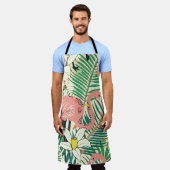 Flamingo Palm Blätter: Tropisch Vintag Schürze (Getragen)
