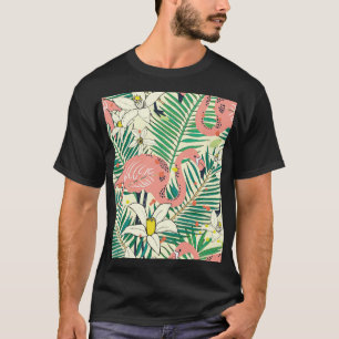 Flamingo Palm Blätter: Tropisch Vintag T-Shirt