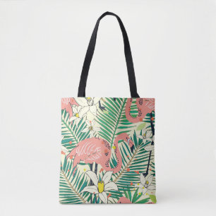 Flamingo Palm Blätter: Tropisch Vintag Tasche