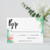 Flamingo & Palm Blätter UAWG RSVP Karte (Stehend Vorderseite)