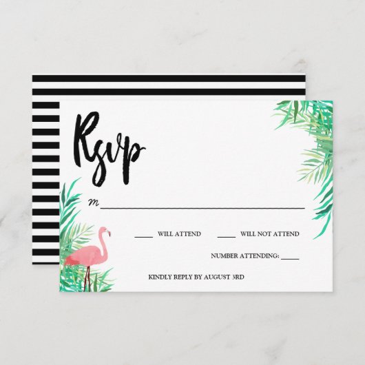 Flamingo & Palm Blätter UAWG RSVP Karte (Vorne/Hinten)