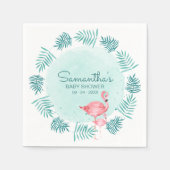Flamingo & Palm Blätter Wreath Aquamarin Baby Show Serviette (Vorderseite)