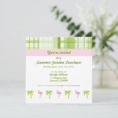 Flamingo & Palm Garden Party Einladung (Stehend Vorderseite)