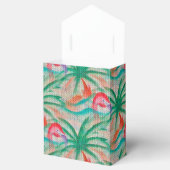 Flamingo Palm Tree Burlap Look Geschenkschachtel (Geöffnet)
