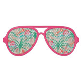 Flamingo Palm Tree Burlap Look Sonnenbrille (Vorderseite)
