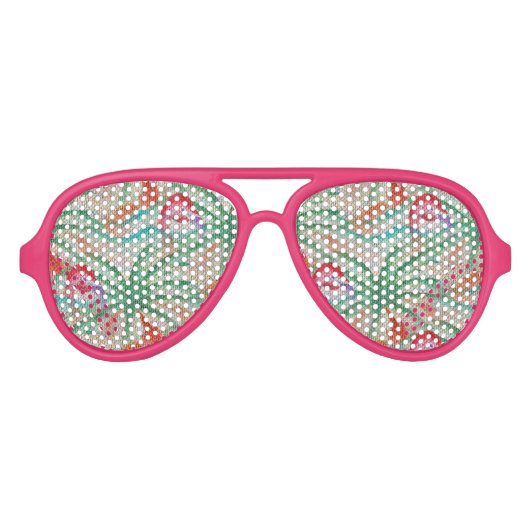 Flamingo Palm Tree Burlap Look Sonnenbrille (Vorderseite)
