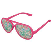 Flamingo Palm Tree Burlap Look Sonnenbrille (Schrägansicht)