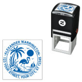 Flamingo Palm Tree Sailboat Name Rücksendeadresse Permastempel (Beispiel)